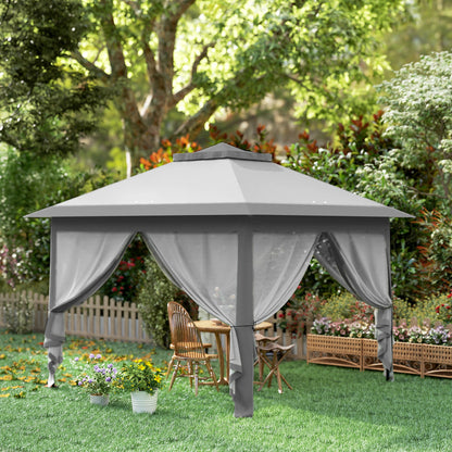 Outsunny Carpa Plegable 3,3x3,3 M Con Altura Ajustable Doble Techo Anti-uv Gris_3
