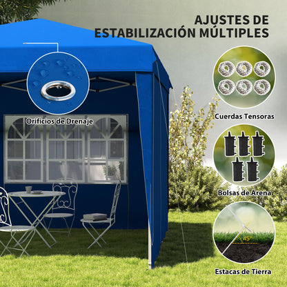 Outsunny Carpa Plegable 6x3 M Con Paredes Laterales Altura Ajustable Azul_5