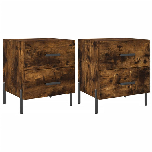 Mesita Noche 2 Uds Madera Ingeniería Roble Ahumado 40x35x47,5cm_0
