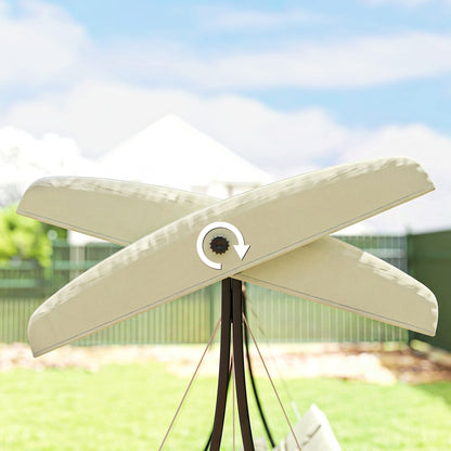 Outsunny Columpio De Jardín De 3 Plazas Con Techo Ajustable 202x115x168 Cm Beige_4