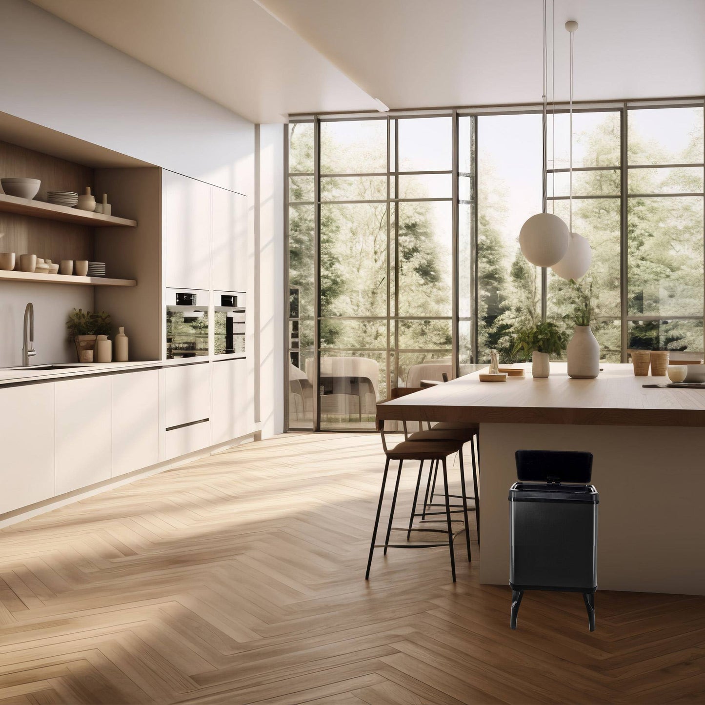 Cubo Inteligente Reciclaje 15l+15l Apertura Auto Negro