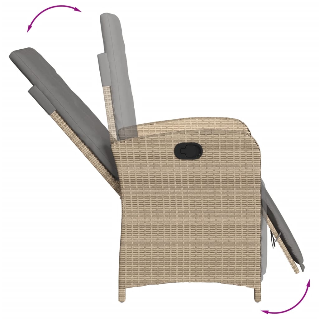 Set Comedor De Jardín 5 Pzas Con Cojines Ratán Sintético Beige / Vetonek_5