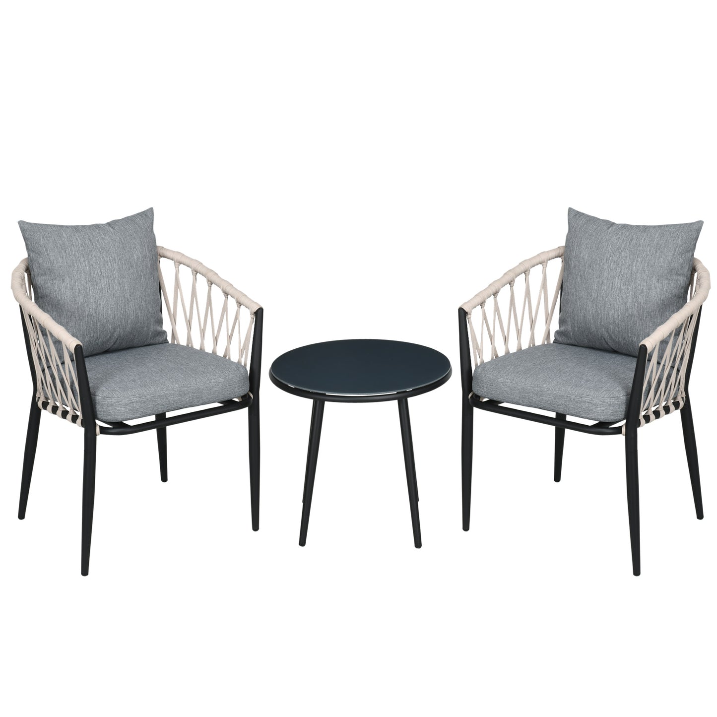Outsunny Conjunto De Muebles De Jardín 3 Piezas Incluye Mesa Y 2 Sillones Gris_0