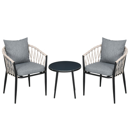 Outsunny Conjunto De Muebles De Jardín 3 Piezas Incluye Mesa Y 2 Sillones Gris_0