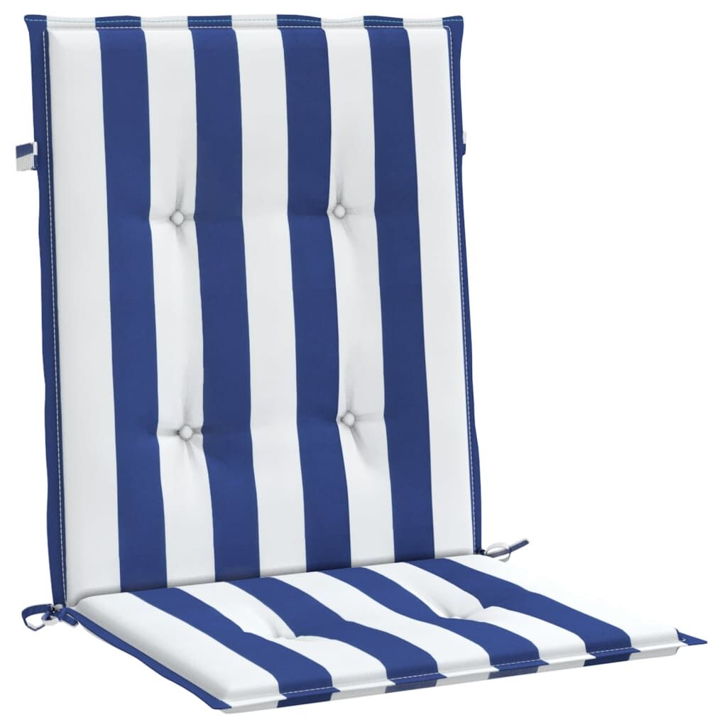 Vidaxl Cojines Silla De Respaldo Bajo 4 Uds Tela A Rayas Azul Y Blanco_3