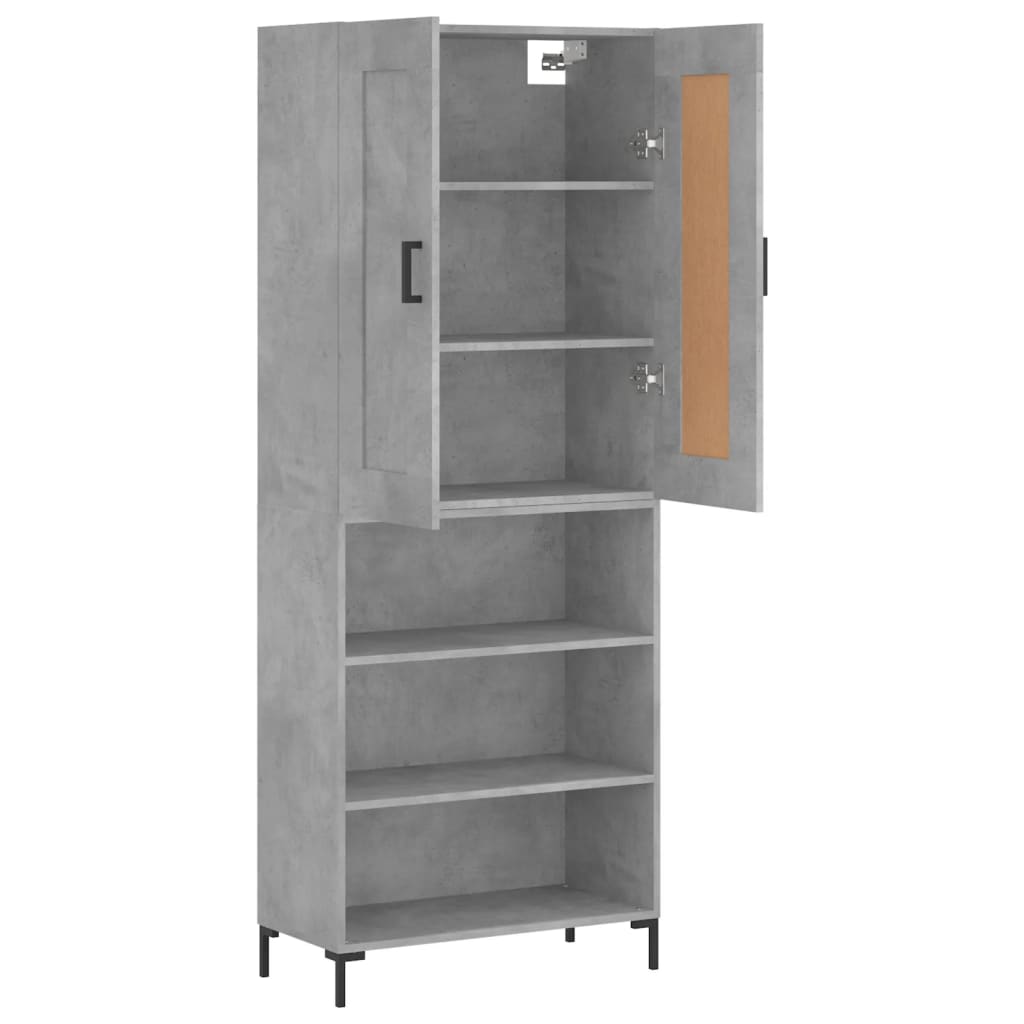 Aparador Alto Madera Contrachapada Gris Hormigón 69,5x34x180 Cm_3