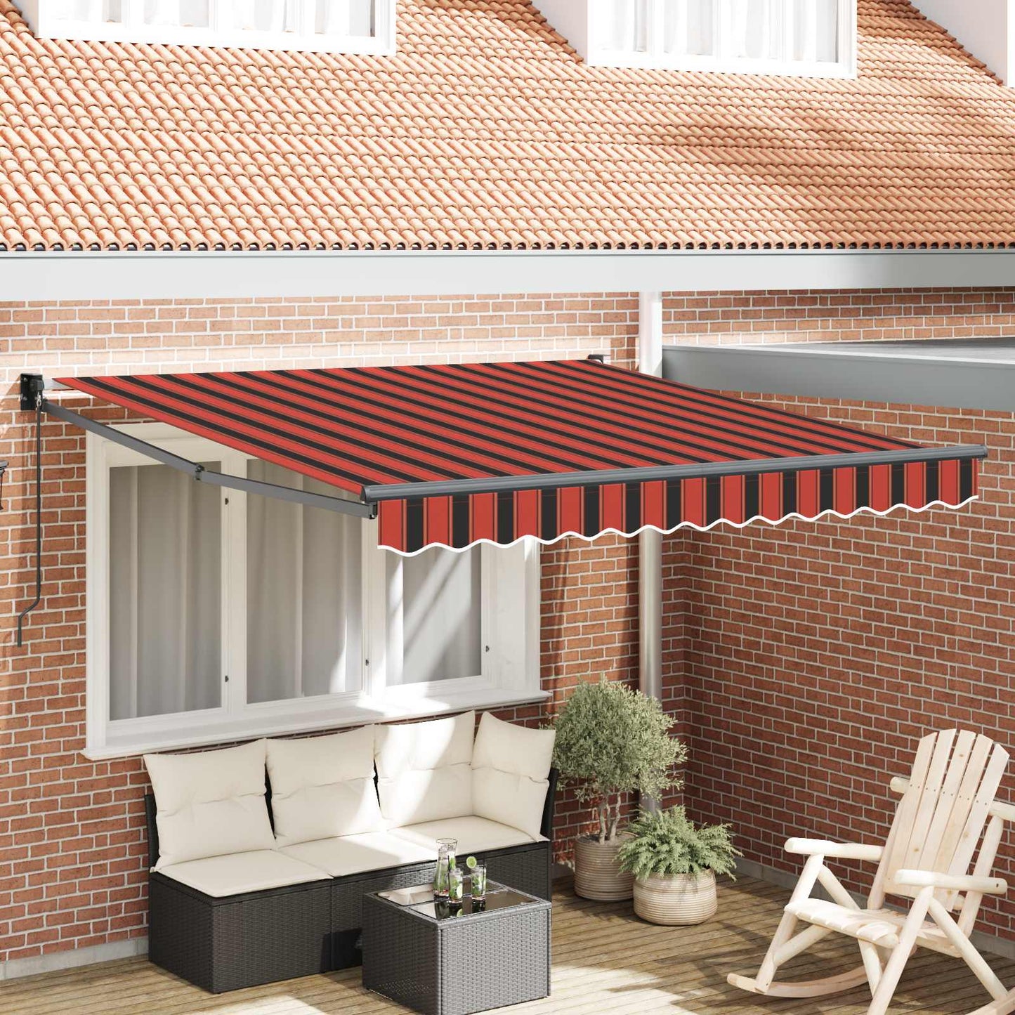 Toldo Retráctil Rojo Y Negro 350 X 250 X 165 Cm_1