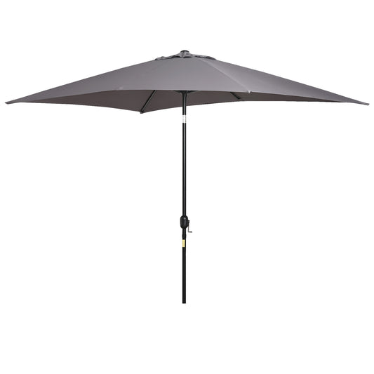Outsunny Sombrilla Jardín Aluminio 200x300x240 Cm Inclinable Con Manivela Gris_0