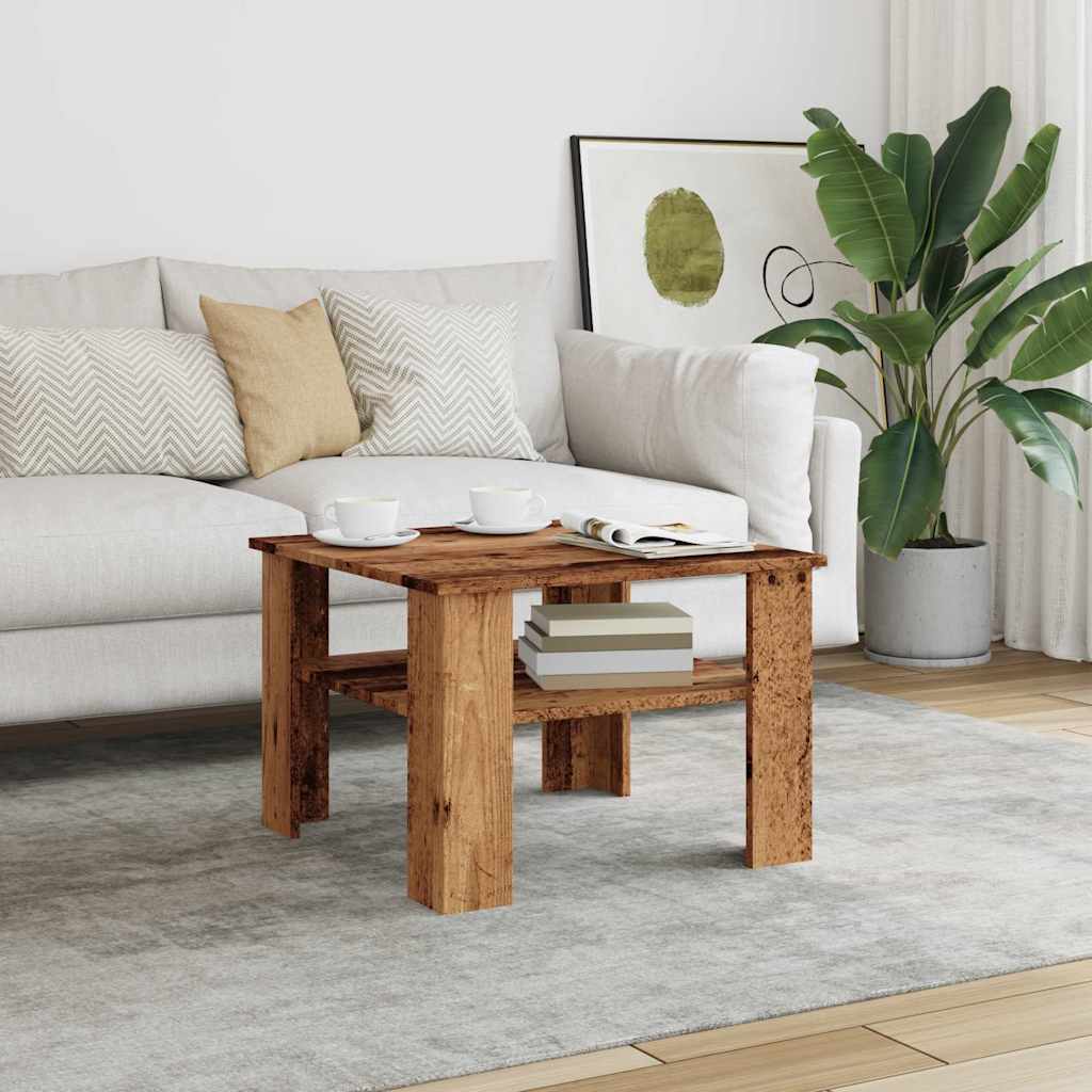 Mesa De Centro Madera Contrachapada Madera Antigua 60x60x42 Cm_1