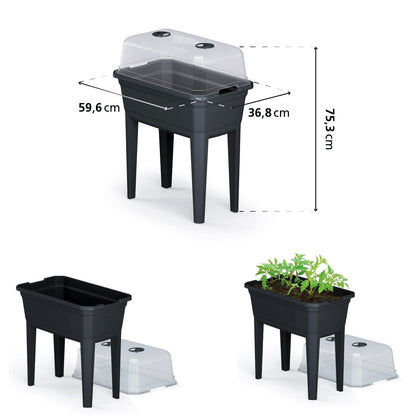 Jardinera Alta Con Cubierta Prosperplast Respana Planter Ecoline De Plastico En Color Antracita 59,6 (largo) X 36,8 (ancho) X 75,3 (alto) Cm_2
