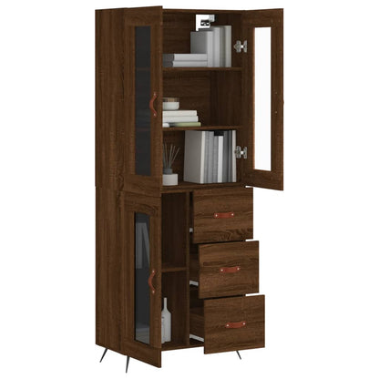 Aparador Alto Madera Contrachapada Marrón Roble 69,5x34x180 Cm_2