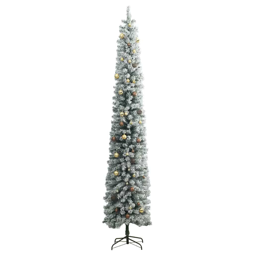 Vidaxl Árbol De Navidad Estrecho Con 300 Led Y Bolas Y Nieve 270 Cm_3
