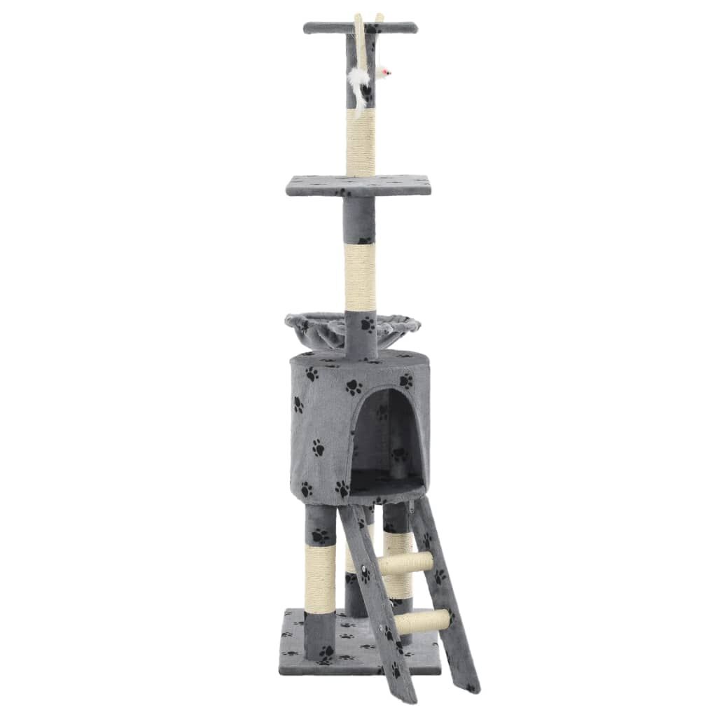 Vidaxl Rascador Para Gatos Con Poste De Sisal 138 Cm Huellas Gris_3