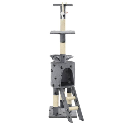 Vidaxl Rascador Para Gatos Con Poste De Sisal 138 Cm Huellas Gris_3