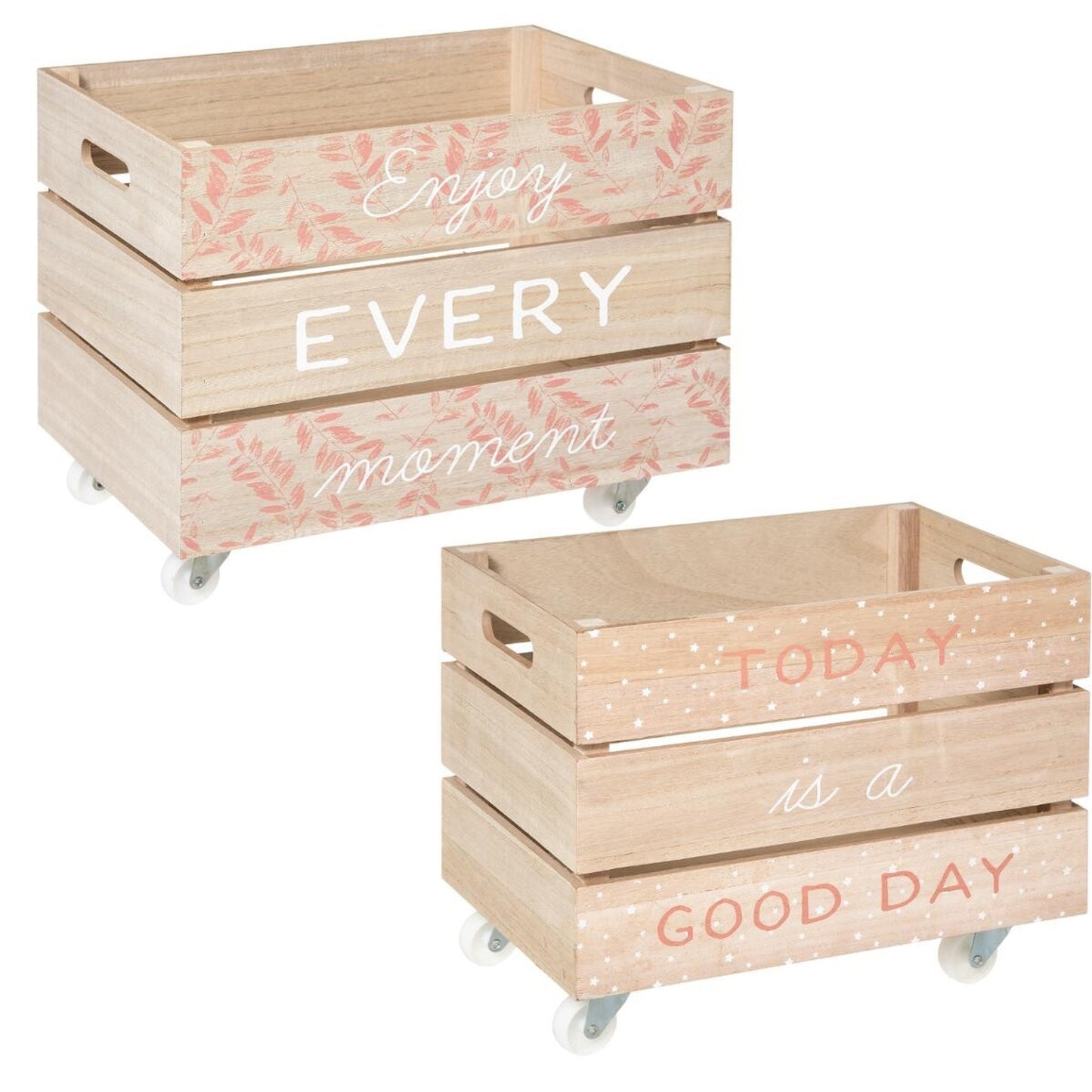 Set De 2 Cajas Xl Impresión En Madera Rosa_0