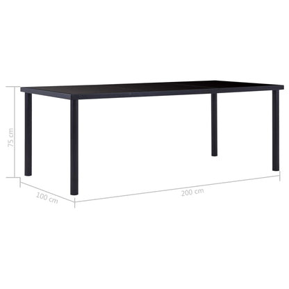 Mesa De Comedor De Vidrio Templado Negro 200x100x75 Cm_3