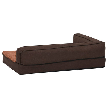 Colchón De Cama De Perro Ergonómico Aspecto Lino Marrón 75x53cm / Vetonek_0