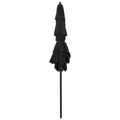 Vidaxl Sombrilla Jardín 3 Niveles Con Palo De Aluminio Negro 2,5x2,5 M_3