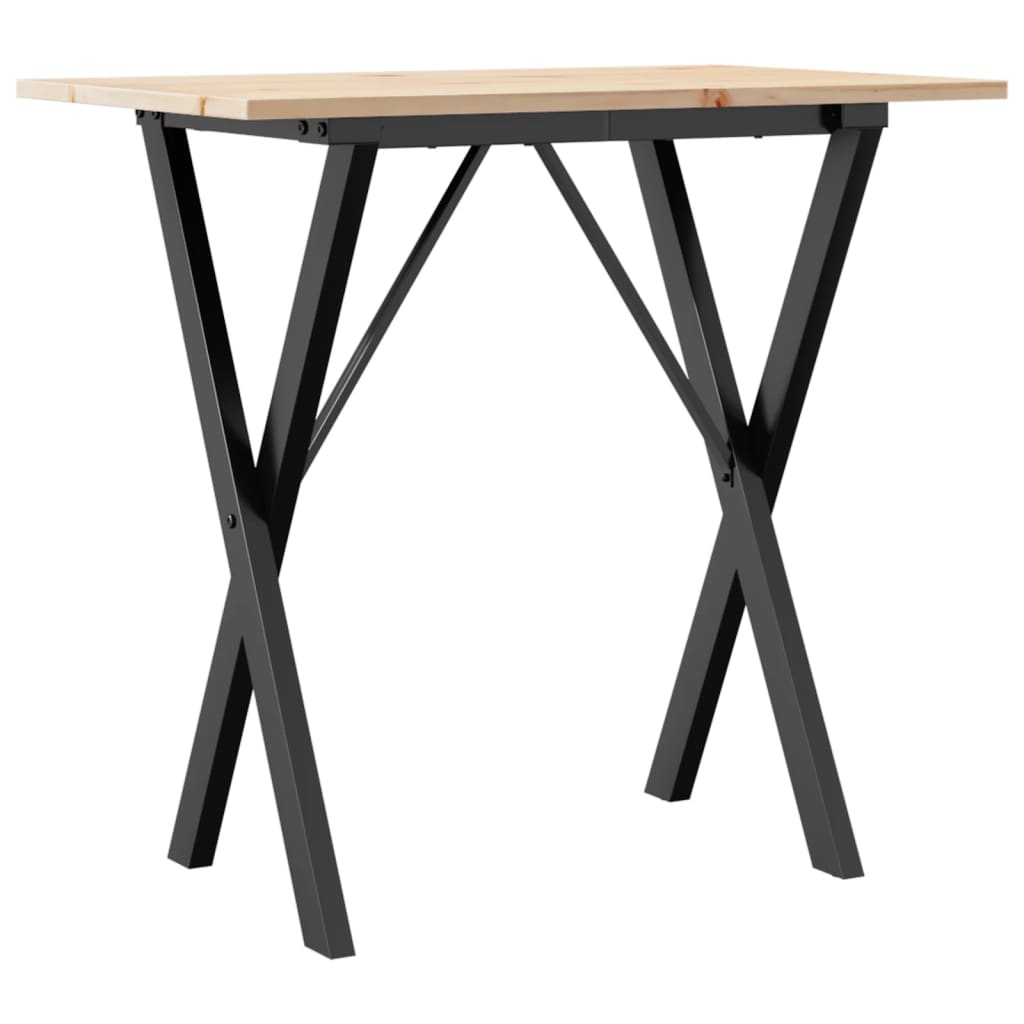Mesa De Comedor Marco X Madera Maciza Pino Y Acero 80x50x75 Cm_0