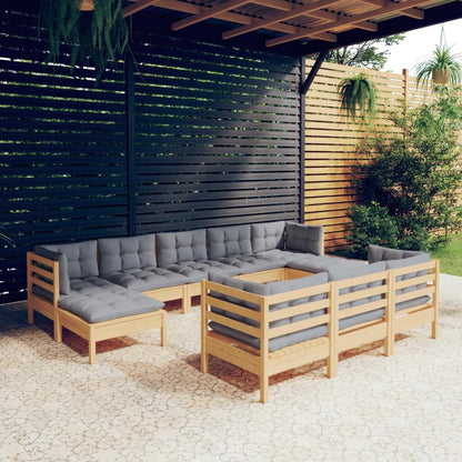 Vidaxl Juego De Muebles De Jardín 10 Pzas Y Cojines Madera Maciza Pino_1