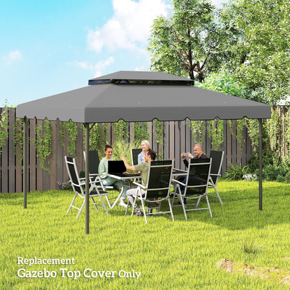 Outsunny Techo De Repuesto Para Cenador 4x3 M Con Techo Doble Gris Claro_4
