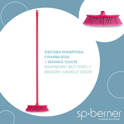 Escoba Mariposa + Mango 120cm Frambuesa_2