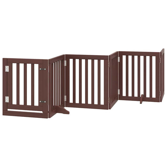 Vidaxl Puerta De Perros Plegable 9 Paneles Madera Álamo Marrón 450 Cm_0
