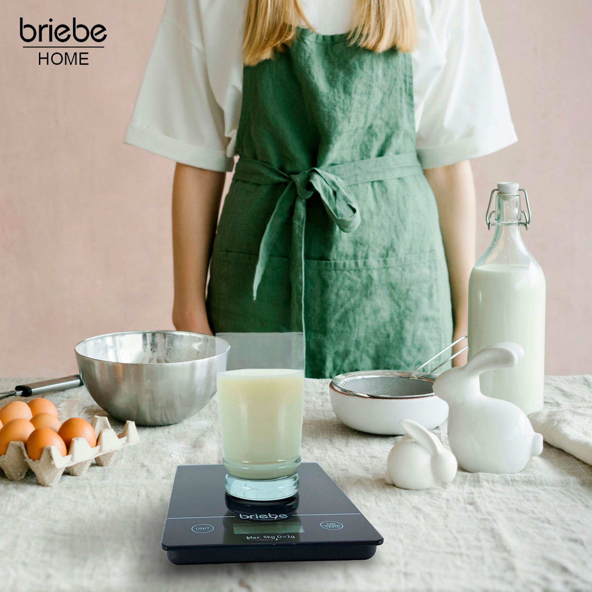 Báscula Cocina Digital Balanza Alta Precisión, Peso Comida Hasta 5kg Graduación 1g Función Tara, Briebe, Kw1163, Negro