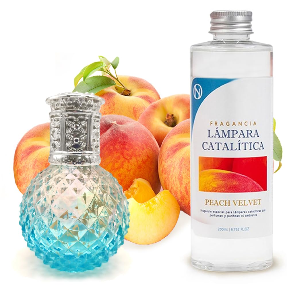 Lámpara Catalítica Blue Diamonds + Aroma Peach Velvet 500ml - Elimina Malos Olores, Impurezas Y Perfuma_0