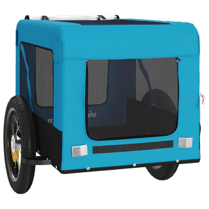 Vidaxl Remolque De Bicicleta Mascotas Hierro Tela Oxford Azul Negro_5