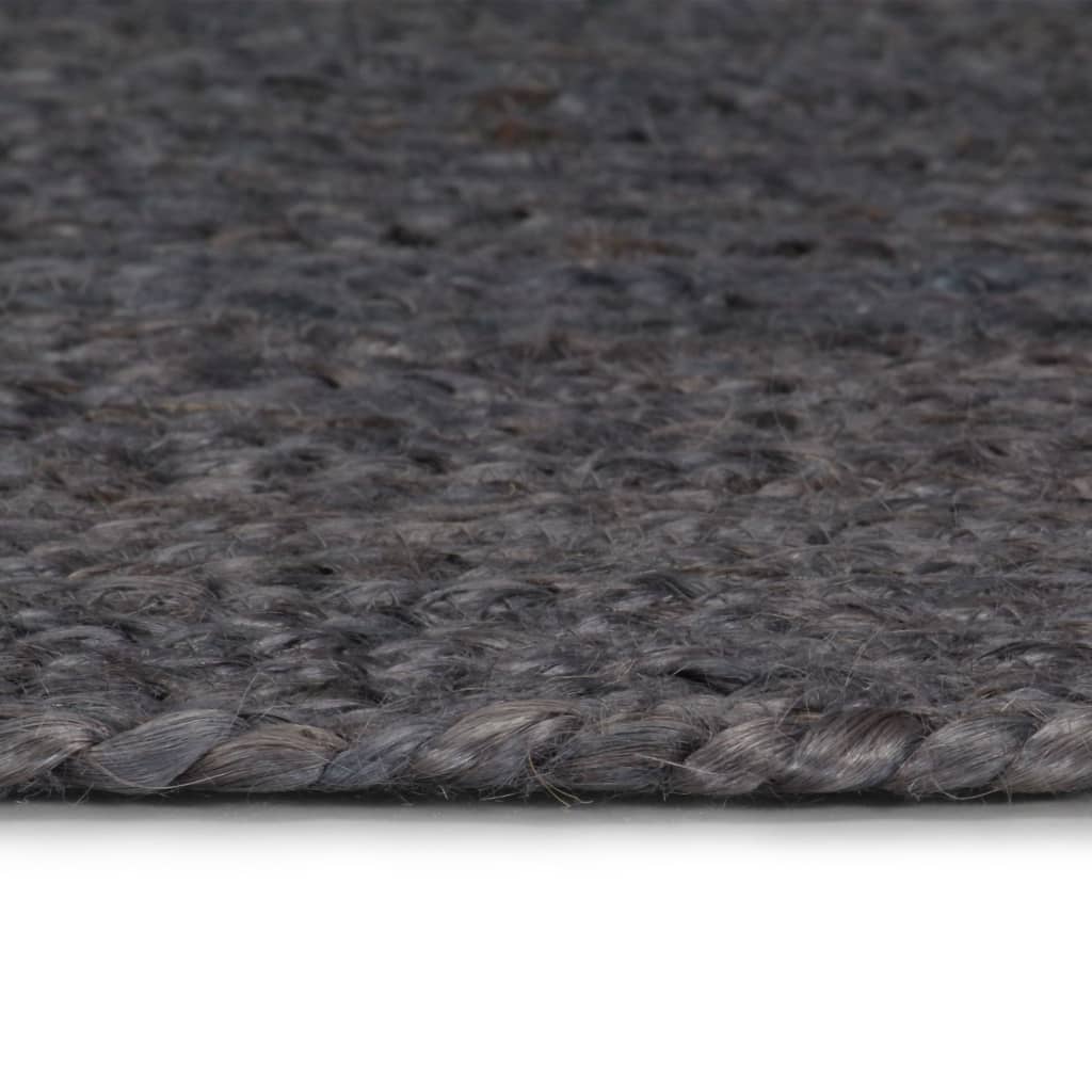 Alfombra De Yute Tejida A Mano Redonda Gris Oscuro 240 Cm / Vetonek_2