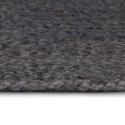 Alfombra De Yute Tejida A Mano Redonda Gris Oscuro 240 Cm / Vetonek_2