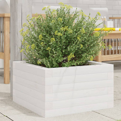Jardinera De Madera Maciza De Pino Blanca 40x40x23 Cm_1