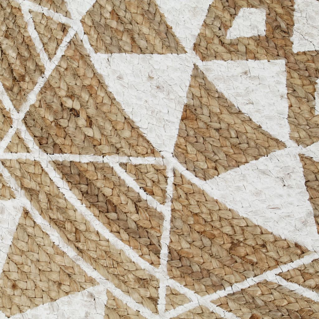 Alfombra De Yute Tejida A Mano Con Estampado Blanco 150 Cm / Vetonek_2