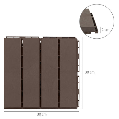 Baldosas Cuadradas Outsunny Marrom De 9 Piezas 30x30x2 Cm_2