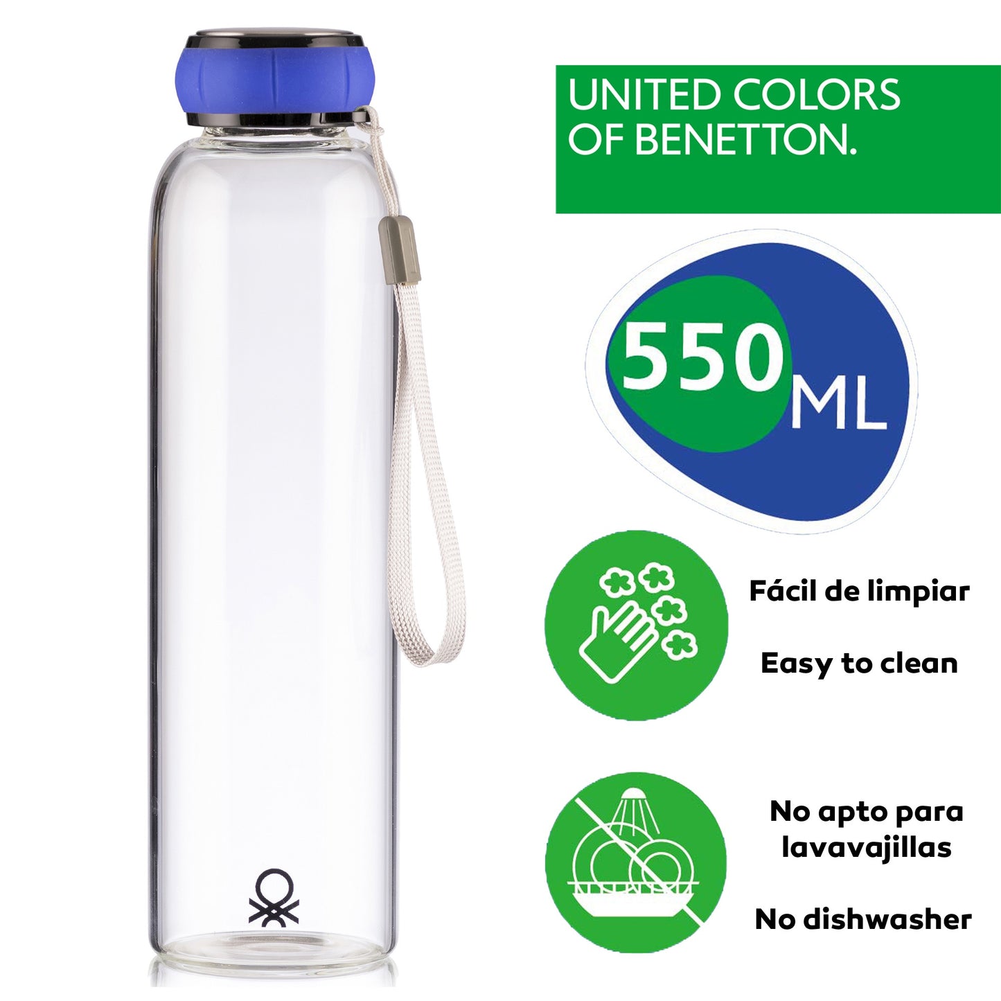 Botella Agua 550ml Borosilicato Azul Casa Benetton_1