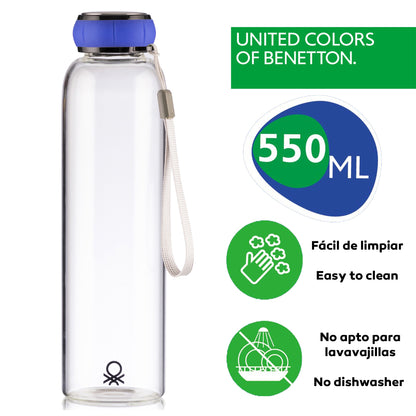 Botella Agua 550ml Borosilicato Azul Casa Benetton_1