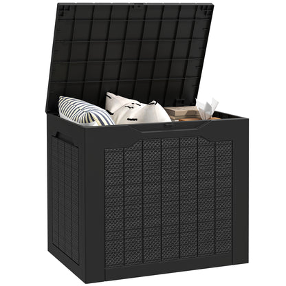 Outsunny Baúl De Almacenaje Exterior 93l Impermeable Con Asas Integradas Negro_0