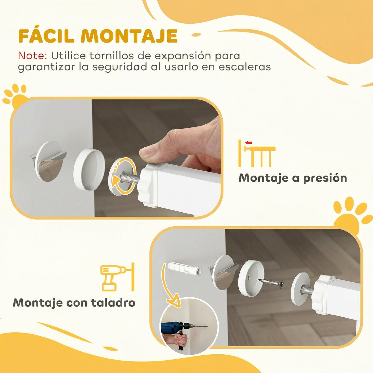 Pawhut Barrera De Seguridad Para Puertas Y Escaleras 75-85x76 Cm Blanco_5