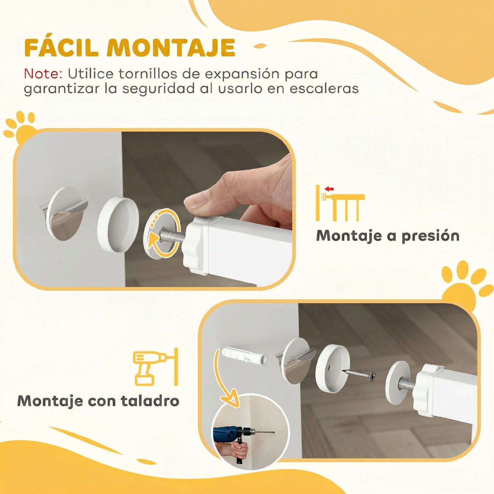 Pawhut Barrera De Seguridad Para Puertas Y Escaleras 75-85x76 Cm Blanco_5