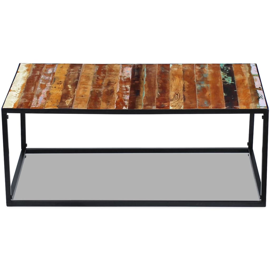 Mesa De Centro Madera Maciza Reciclada 100x60x40 Cm_4