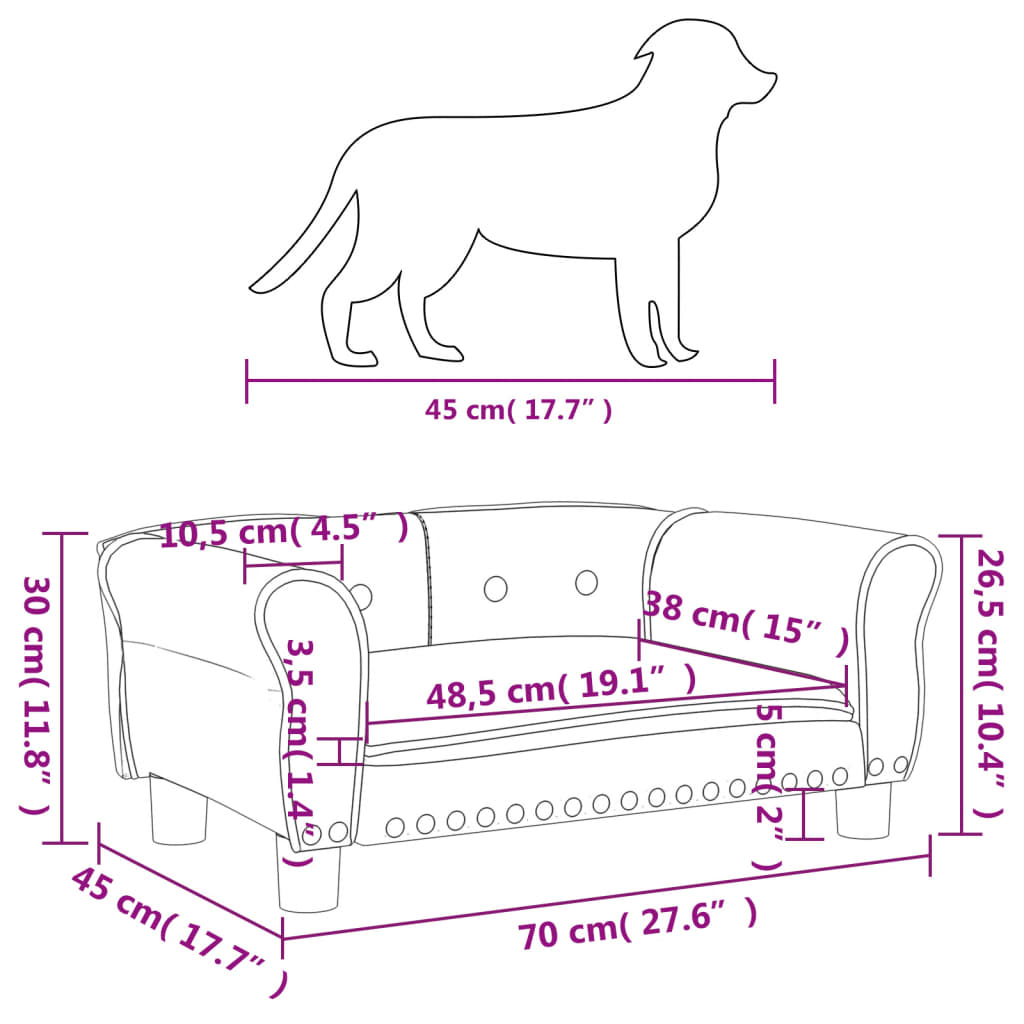 Cama Para Perros De Terciopelo Gris Claro 70x45x30 Cm / Vetonek_4