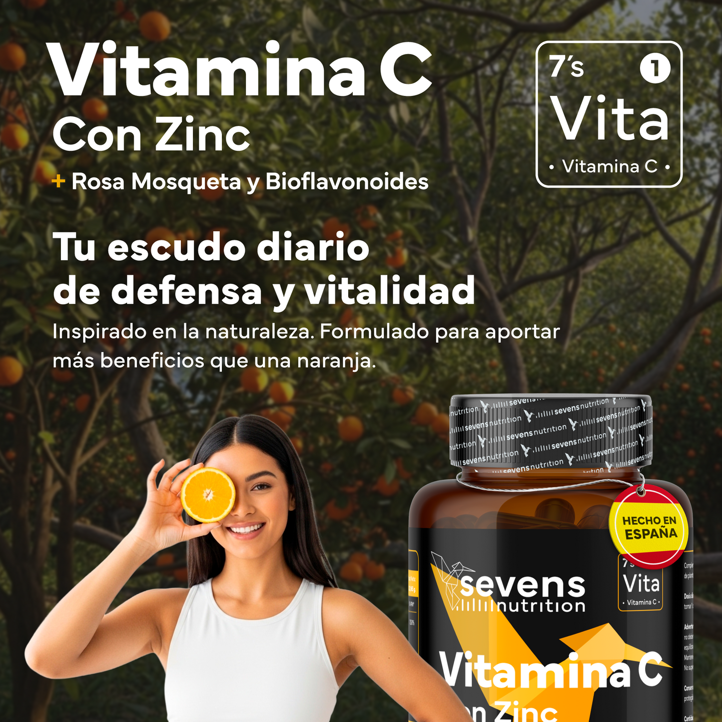 Vitamina C Con Zinc, Bioflavonoides Y Rosa Mosqueta De Sevens Nutrition. Refuerzo Del Sistema Inmunológico_1