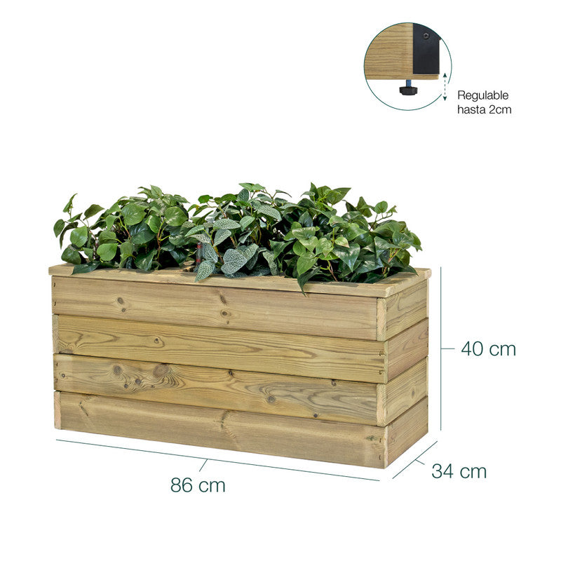 Jardinera De Madera Con Autorriego 86x34x40 Cm Nidum Basic Hortalia_5