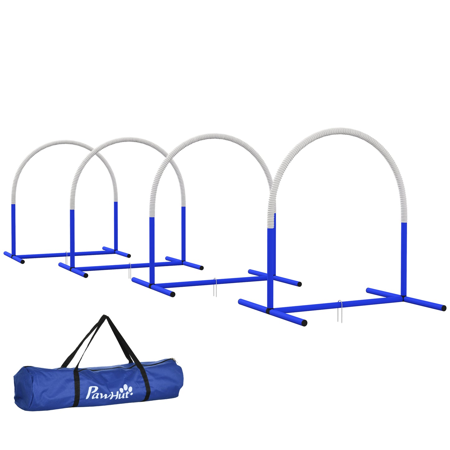 Pawhut Set De Entrenamiento De Agilidad Para Perros De 4 Piezas Blanco Y Azul_0