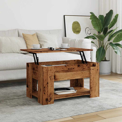 Mesa De Centro Madera De Ingeniería Madera Antigua 79x49x41 Cm_2