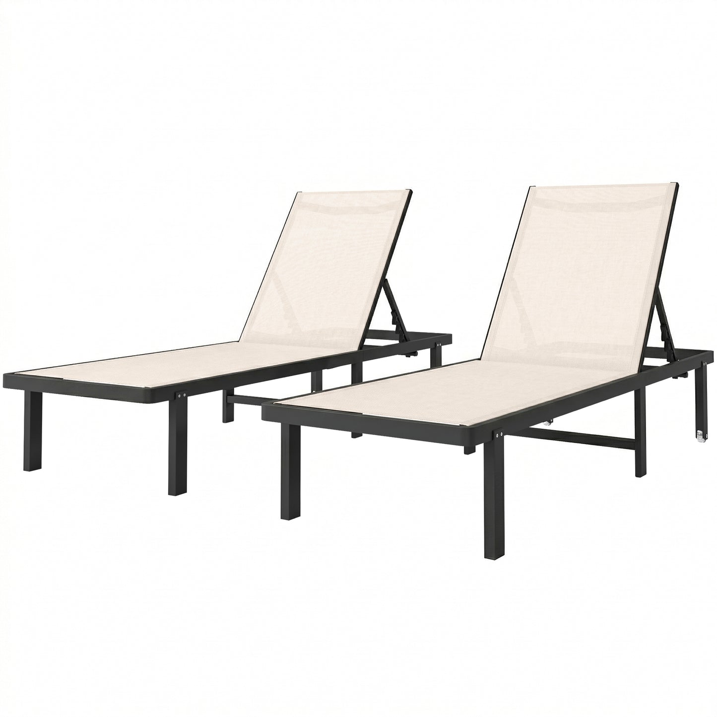 Outsunny Set De 2 Tumbonas De Jardín Exterior Reclinables Con Ruedas Beige_0