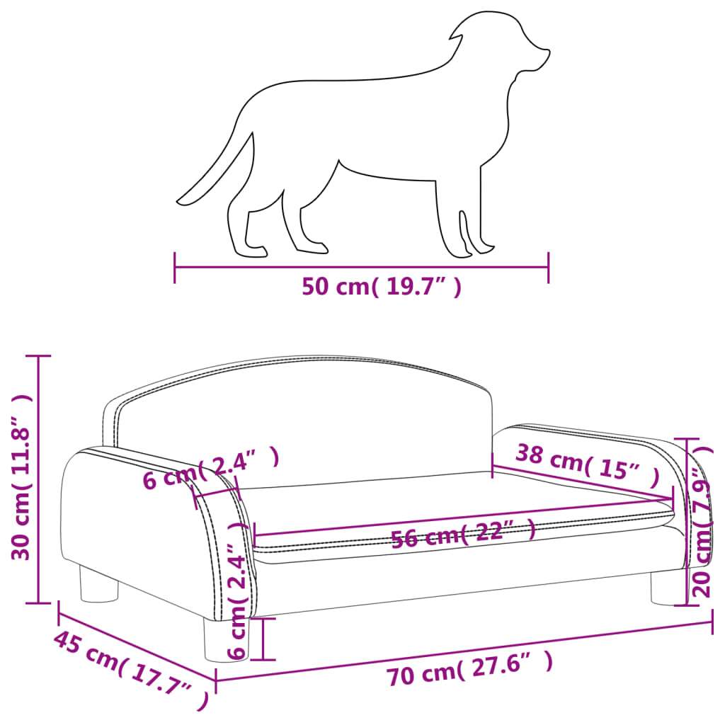 Cama Para Perros De Tela Negra 70x45x30 Cm / Vetonek_4