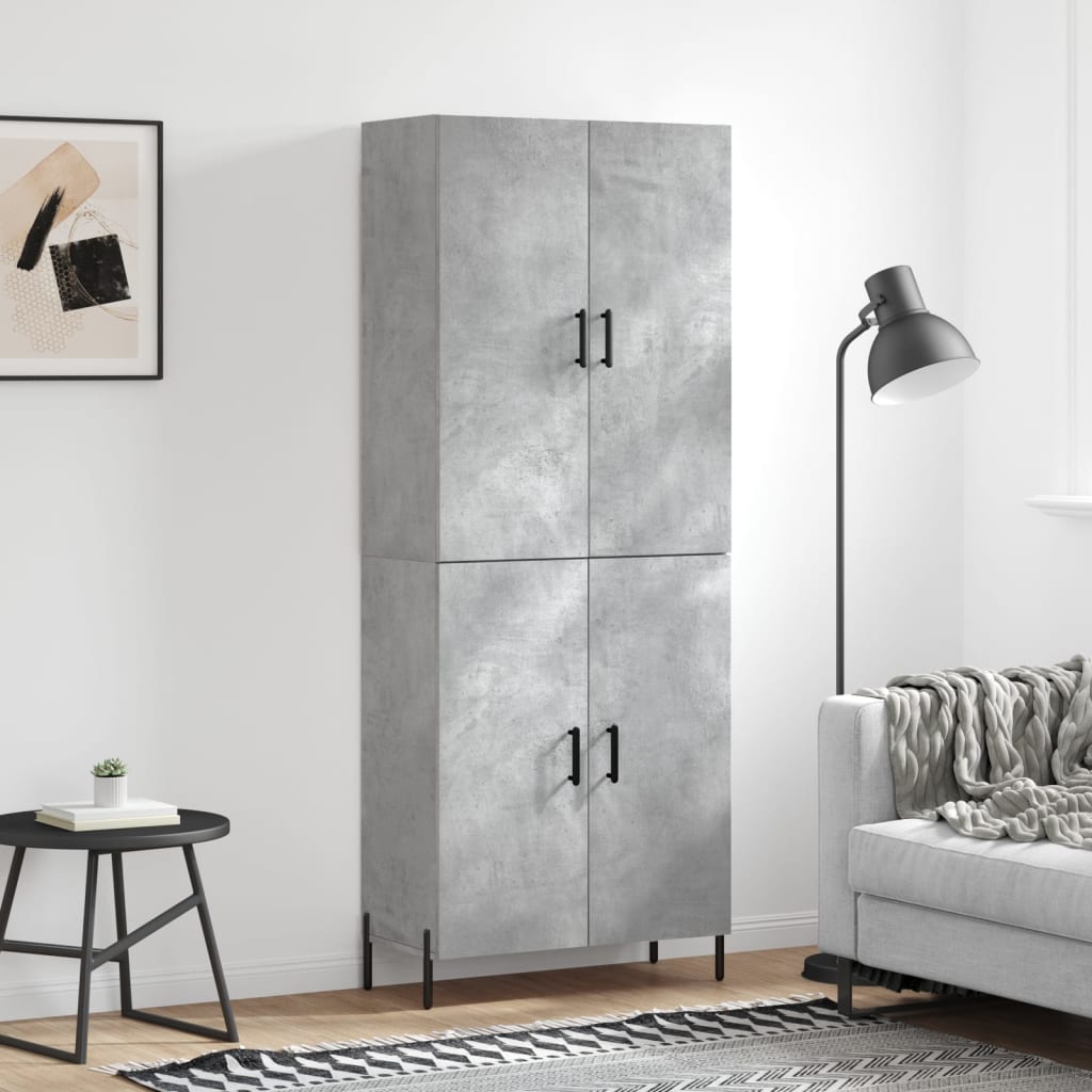 Aparador Alto Madera Contrachapada Gris Hormigón 69,5x34x180 Cm_0