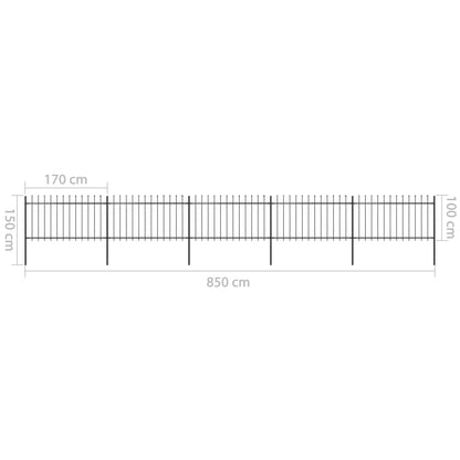 Valla De Jardín Con Puntas De Lanza Acero Negro 8,5x1 M / Vetonek_4